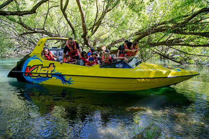 KJet boat in the Kawarau River with families in Queenstown