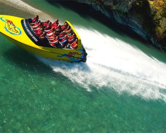 Jet boating on the Kawarau River in Queenstown New Zealand