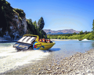 Back of KJet Jet boat on the Kawarau River in Queenstown New Zealand