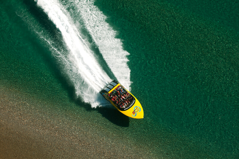 Aerial views of KJet Queenstown Jet Boating in New Zealand