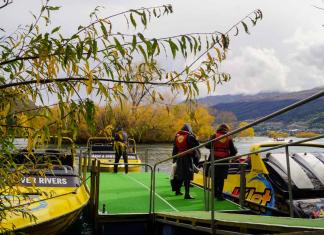 Getting ready for a KJet jetty pick up on Frankton Beach in Queenstown before jet boating on the Kawarau and Shotover River