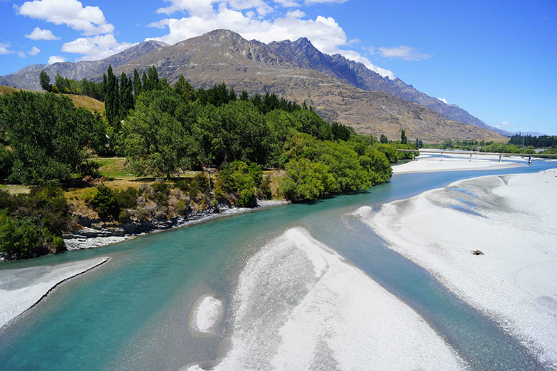 Aerial view of Shotover River Bridge Queenstown